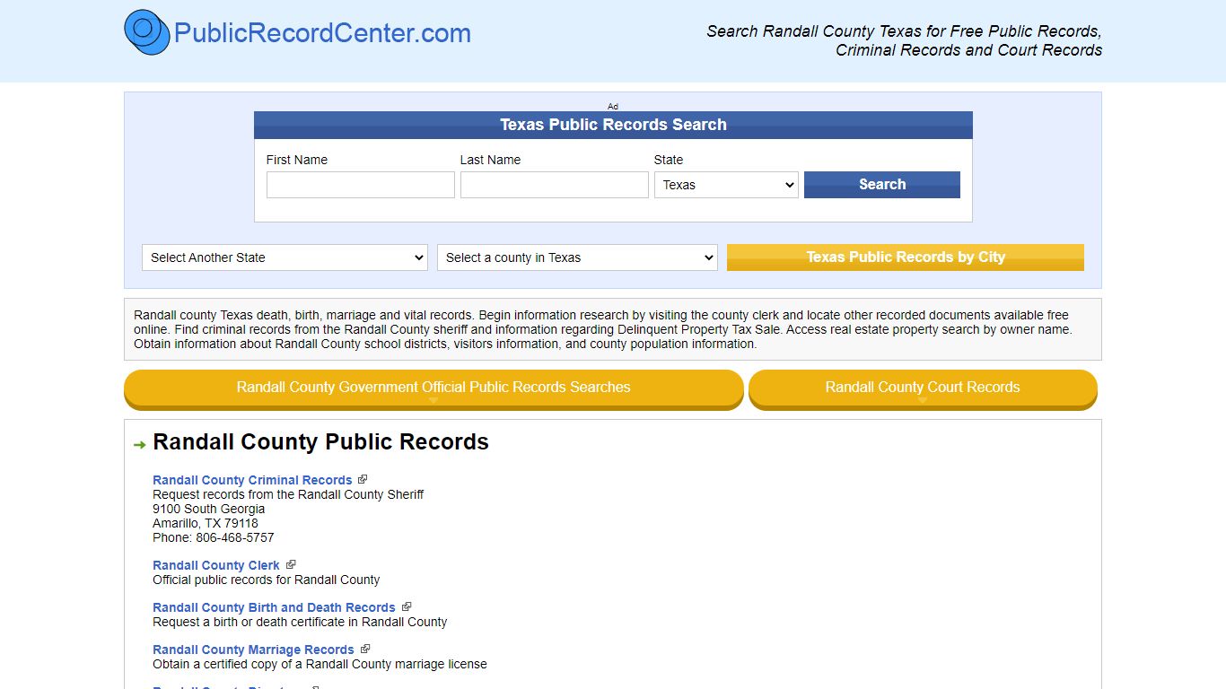Randall County Texas Free Public Records - Court Records ...