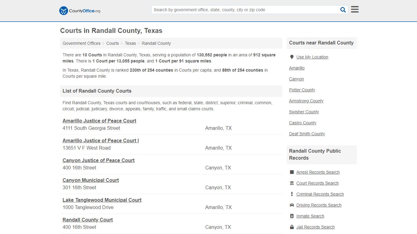 Courts - Randall County, TX (Court Records & Calendars)